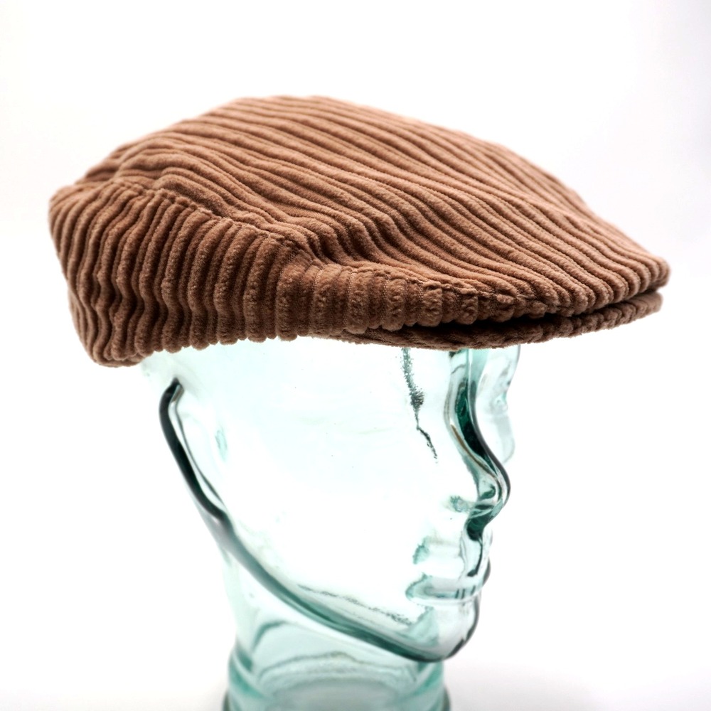 Country Gentleman Tan Corduroy Flat Cap Newsboy Hat Size Large 100% Cotton